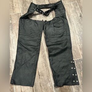 Genuine leather black chaps